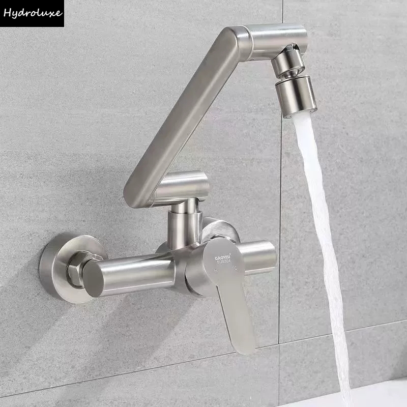Commercial Kitchen Faucet - Stainless Steel Wall Mounted Kitchen Faucet