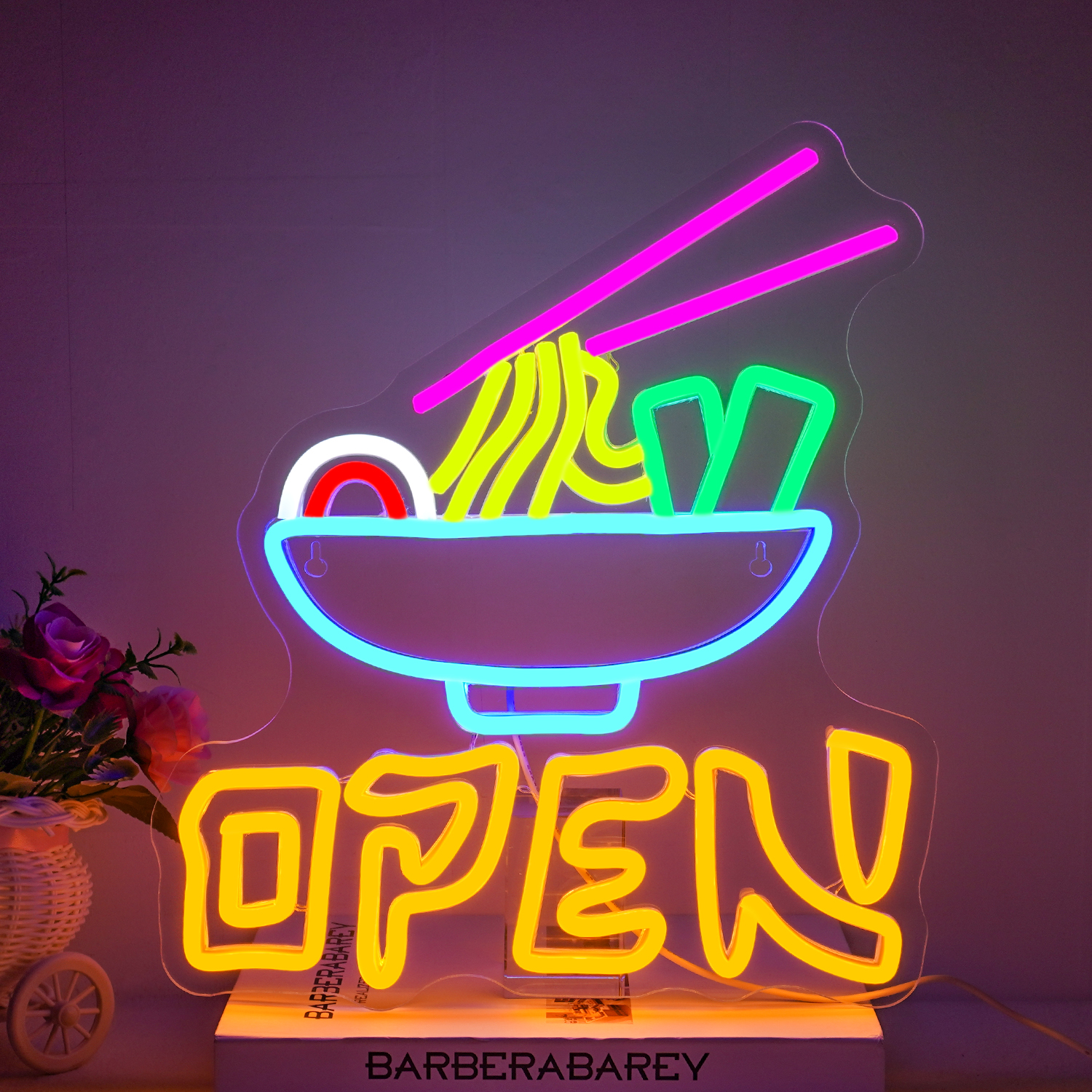 Commercial Kitchen Walls - Ramen Neon Sign Shop Open Wall