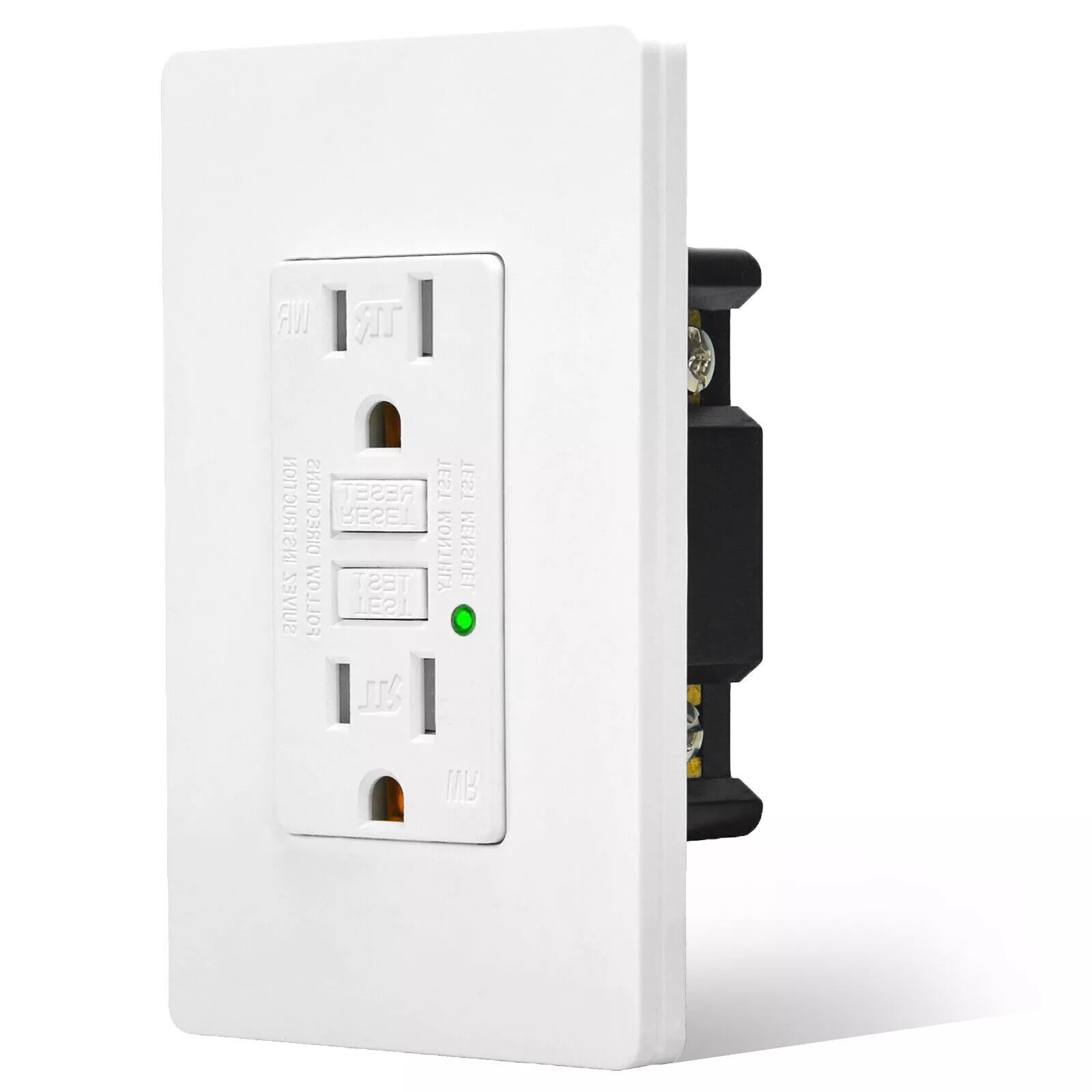 Commercial Kitchen Walls - GFCI Outlet 15Amp Weather-Resistant White Wall