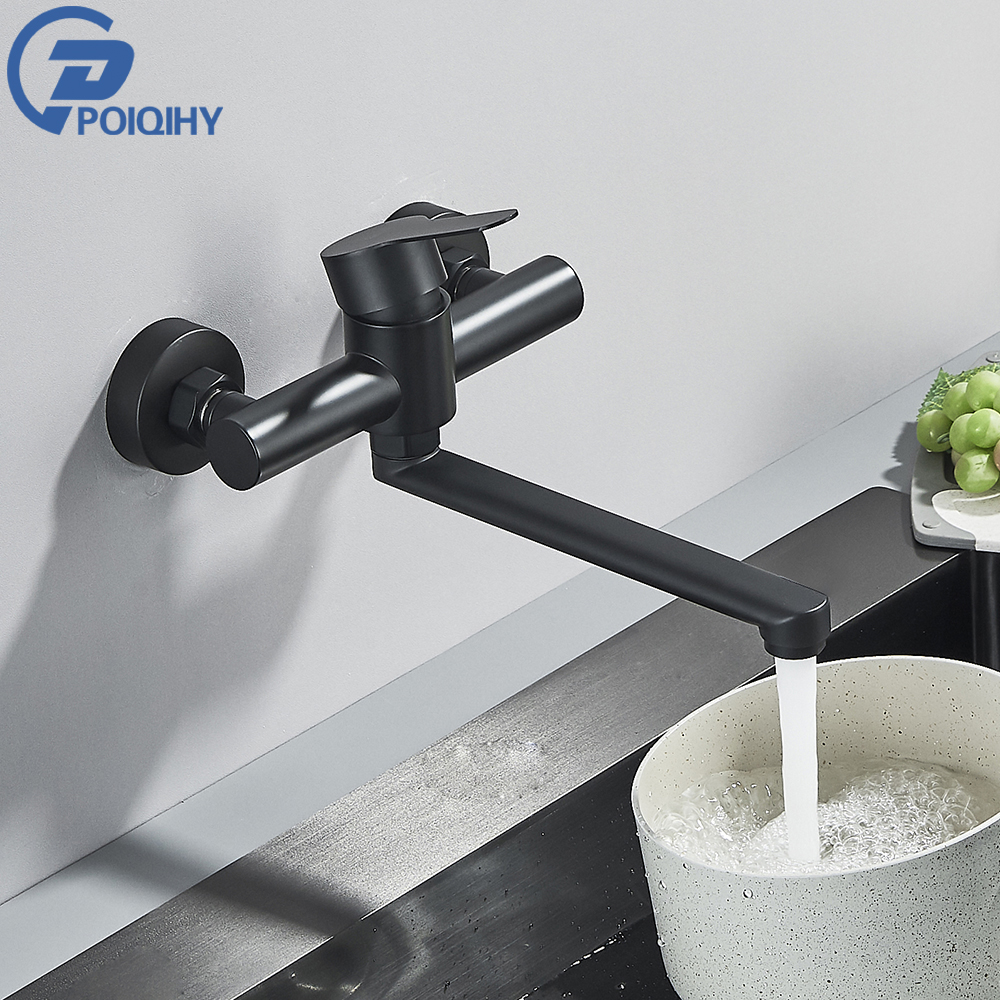 Commercial Kitchen Faucet - Black Wall Mounted Kitchen Faucet 360