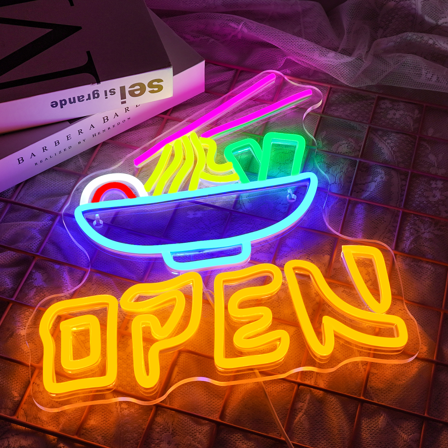 Ramen Neon Sign Shop Open Wall - Commercial Kitchen Walls avaliação e preço