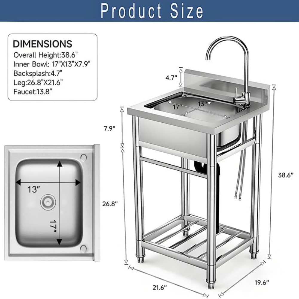 Stainless Steel Utility Sink w - Commercial Kitchen Faucet avaliação e preço
