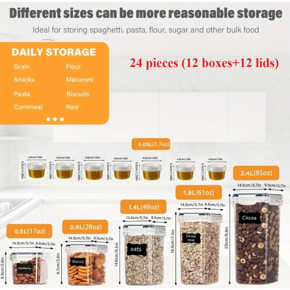 24Pcs Food Storage Containers  - Commercial Kitchen Utensil Organizer avaliação e preço