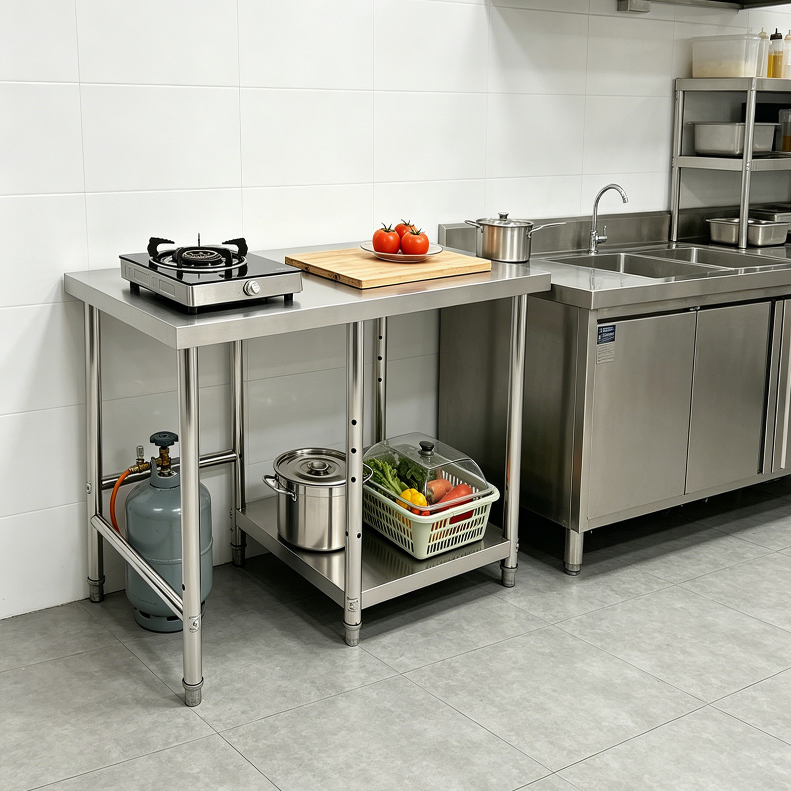 2 Tiers Stainless Steel Silver - Commercial Kitchen In Home avaliação e preço