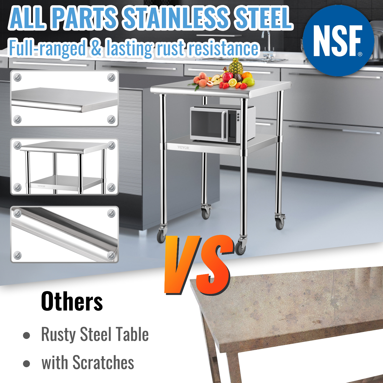SucceBuy 24 x 24 in Stainless  - Commercial Kitchen In Home avaliação e preço
