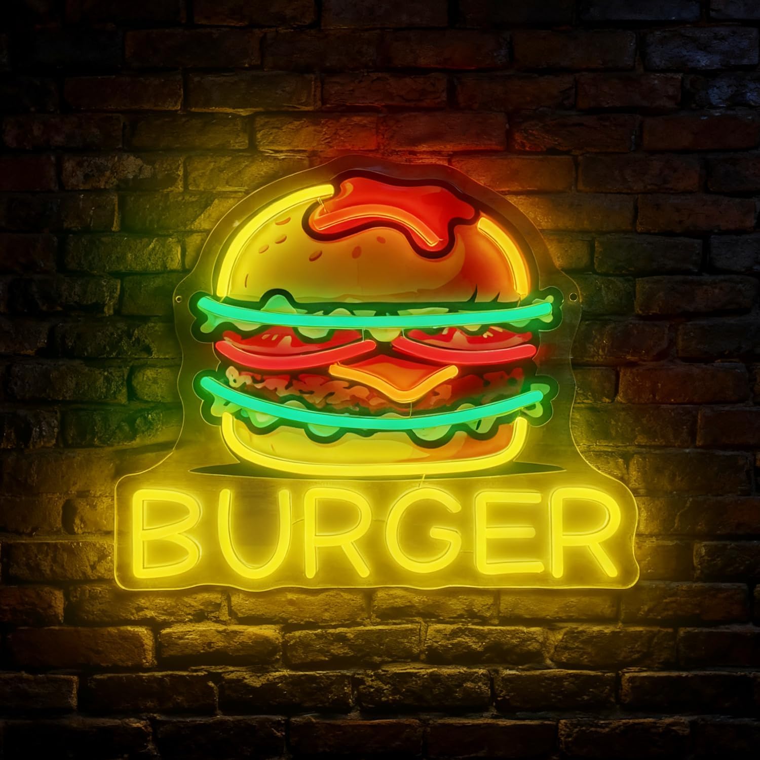 Burger Neon Sign, LED Hamburge - Commercial Kitchen Walls avaliação e preço