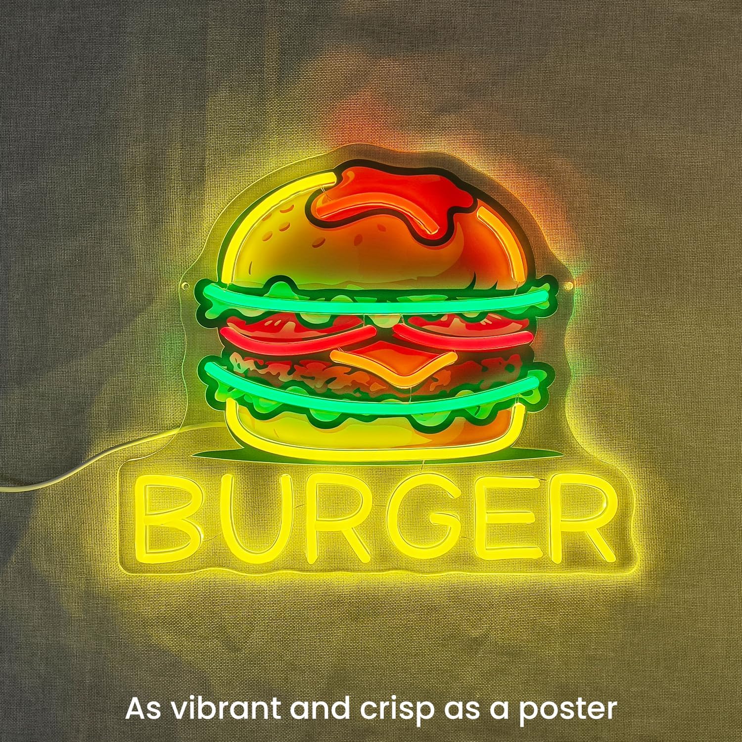Burger Neon Sign, LED Hamburge - Commercial Kitchen Walls avaliação e preço