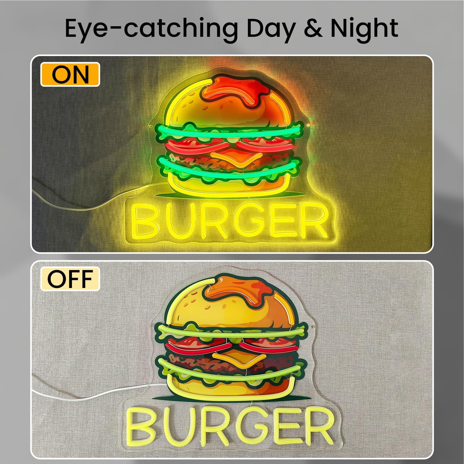 Burger Neon Sign, LED Hamburge - Commercial Kitchen Walls avaliação e preço