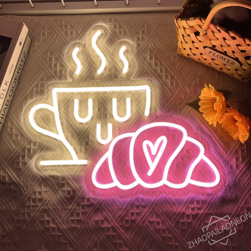 Coffee Bread Neon Sign Croissa - Commercial Kitchen Walls avaliação e preço