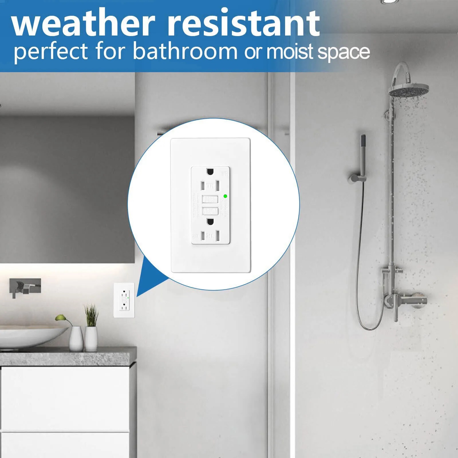 GFCI Outlet 15Amp Weather-Resi - Commercial Kitchen Walls avaliação e preço