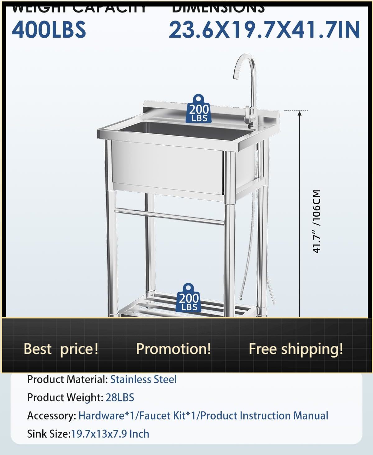 Stainless Steel Utility Sink,  - Commercial Kitchen Faucet avaliação e preço