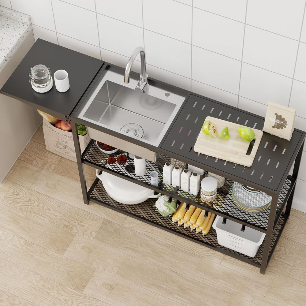 55 Stainless Steel Single Bowl - Commercial Kitchen Faucet avaliação e preço