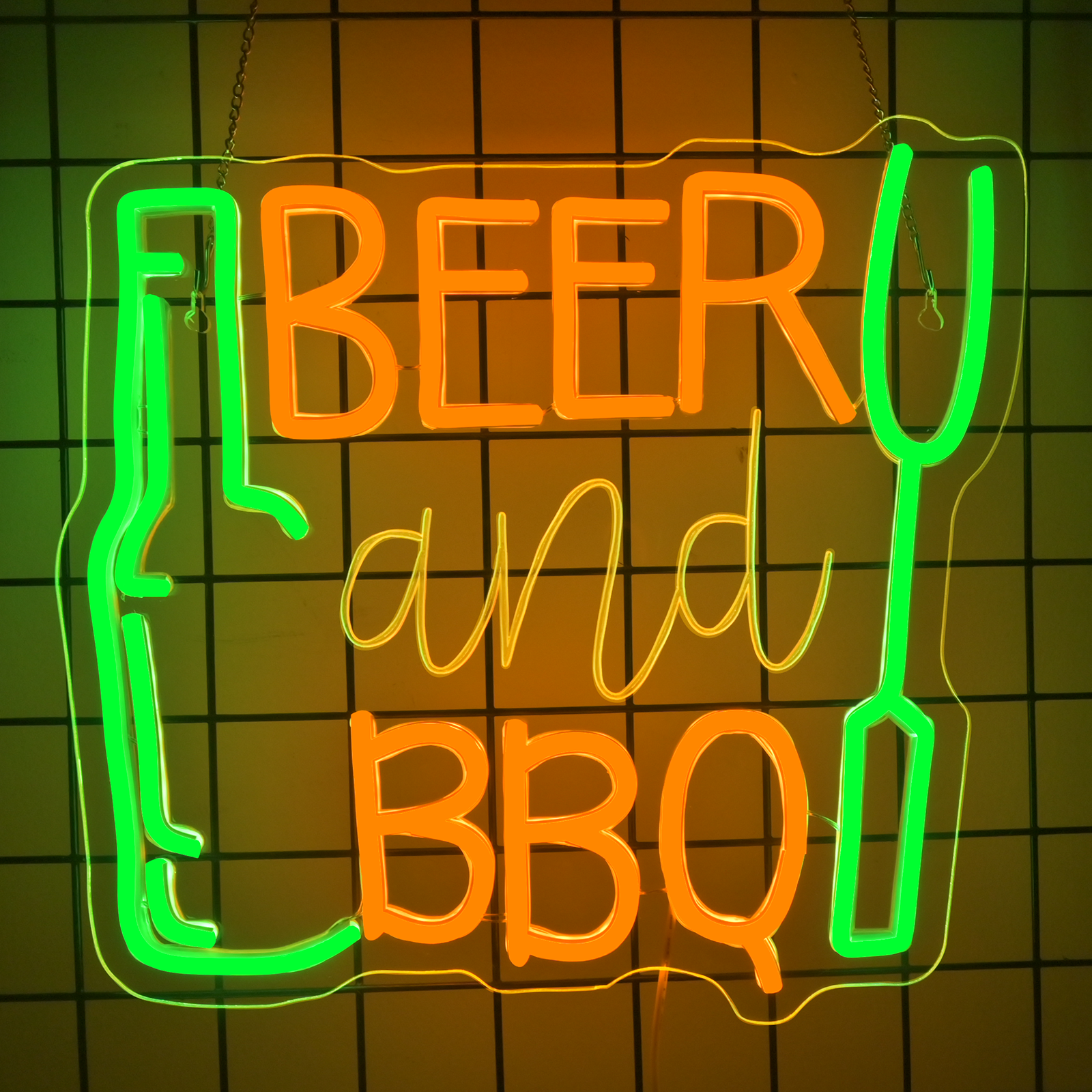 Beer and BBQ Neon Sign Dimmabl - Commercial Kitchen Walls avaliação e preço