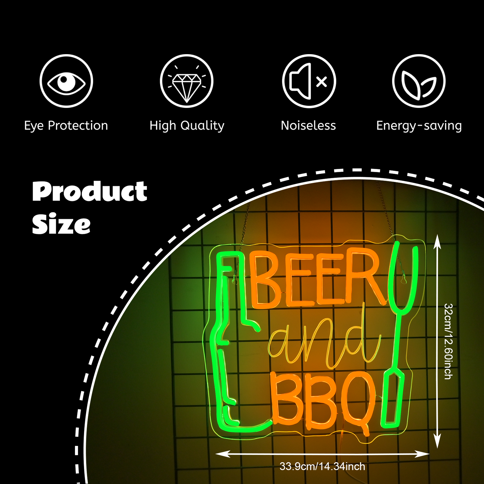 Beer and BBQ Neon Sign Dimmabl - Commercial Kitchen Walls avaliação e preço