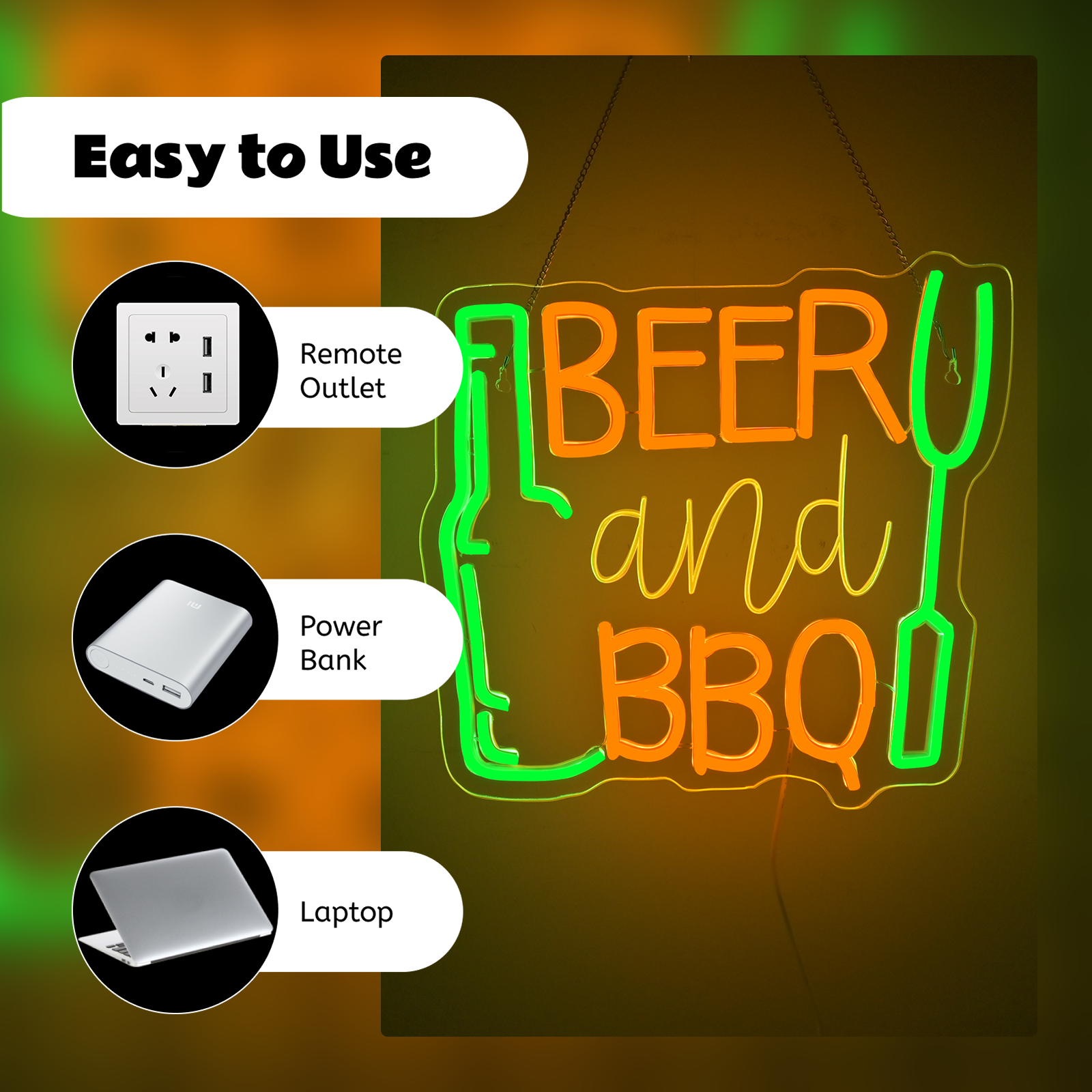 Beer and BBQ Neon Sign Dimmabl - Commercial Kitchen Walls avaliação e preço