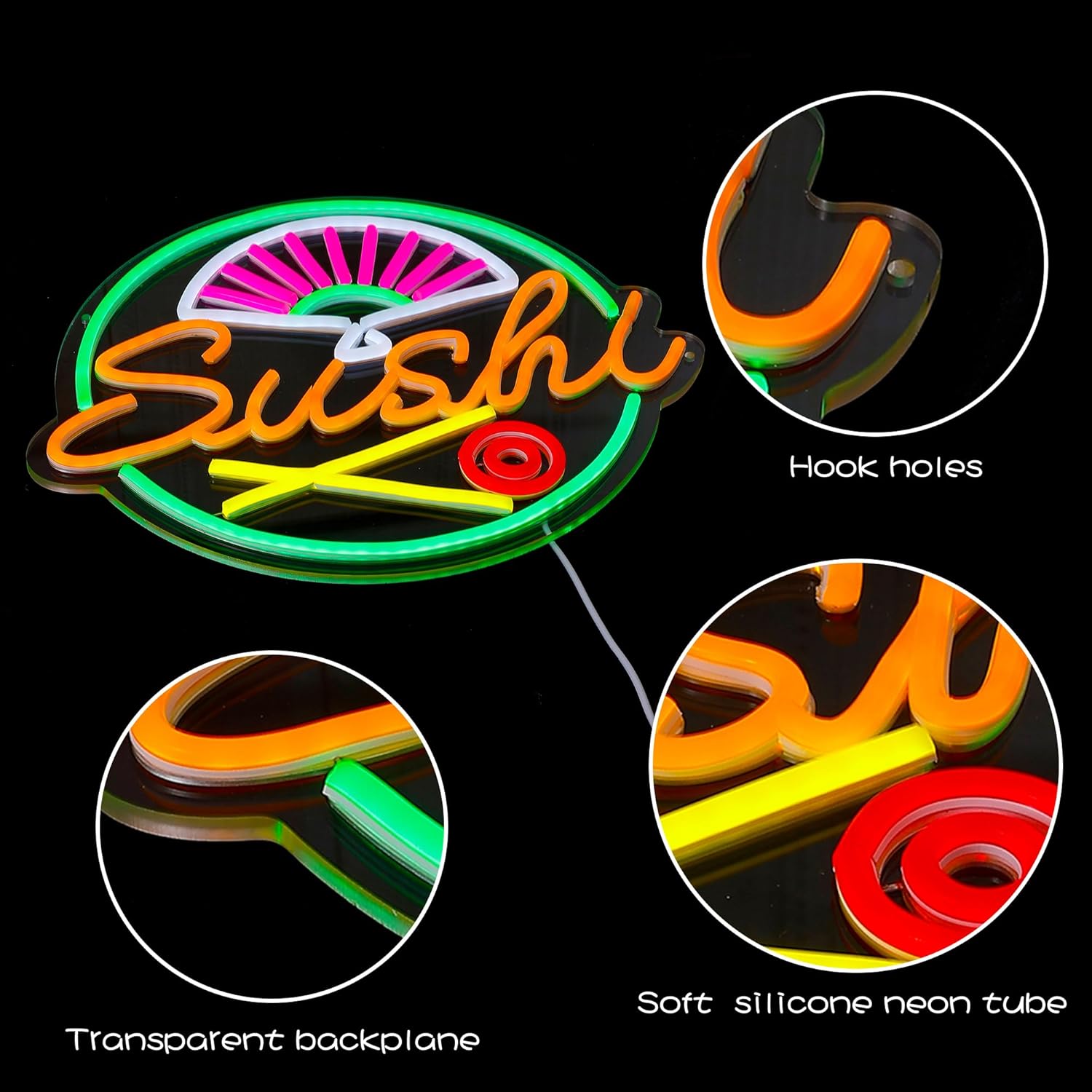 Sushi Neon Sign for Wall Decor - Commercial Kitchen Walls avaliação e preço
