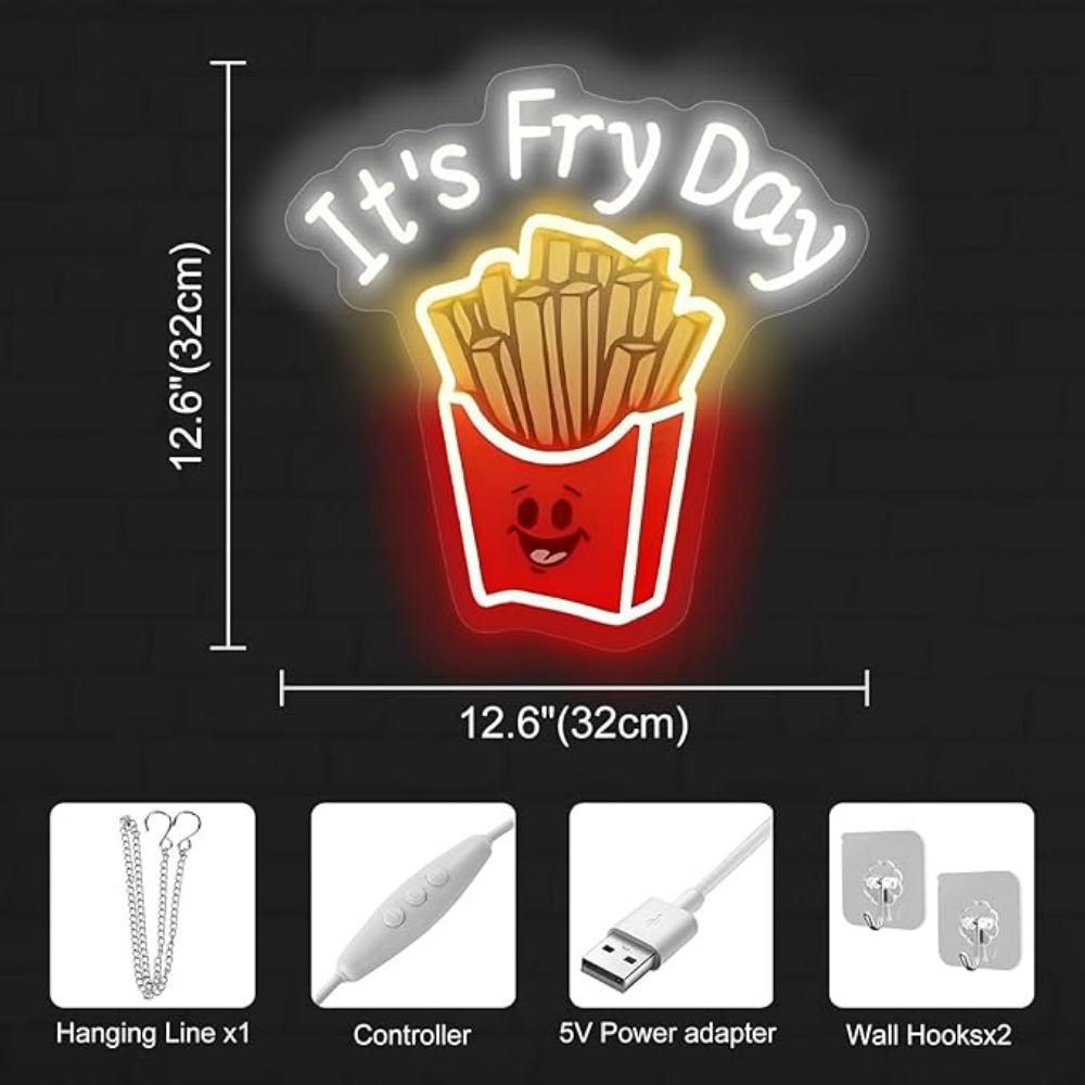 French Fries Neon Light,It's F - Commercial Kitchen Walls avaliação e preço