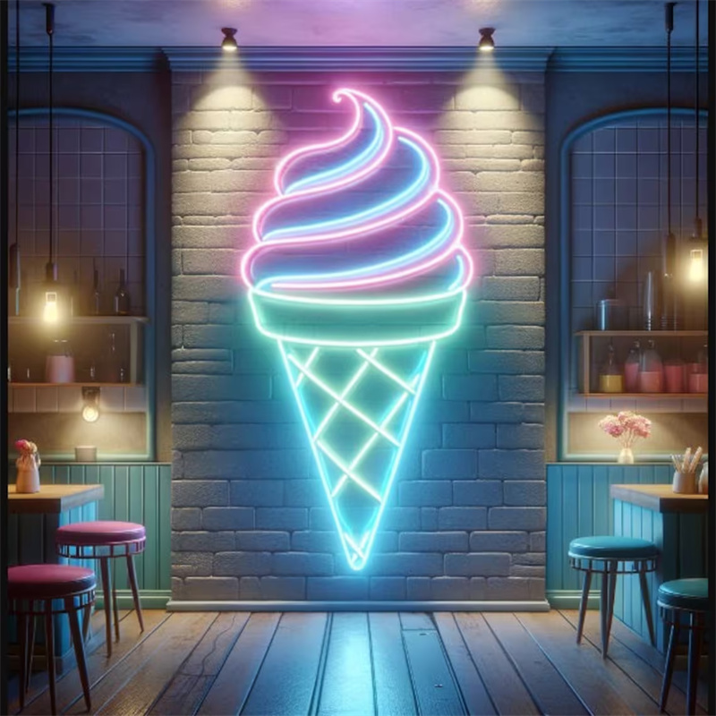 Ice Cream LED Neon Light | Wal - Commercial Kitchen Walls avaliação e preço