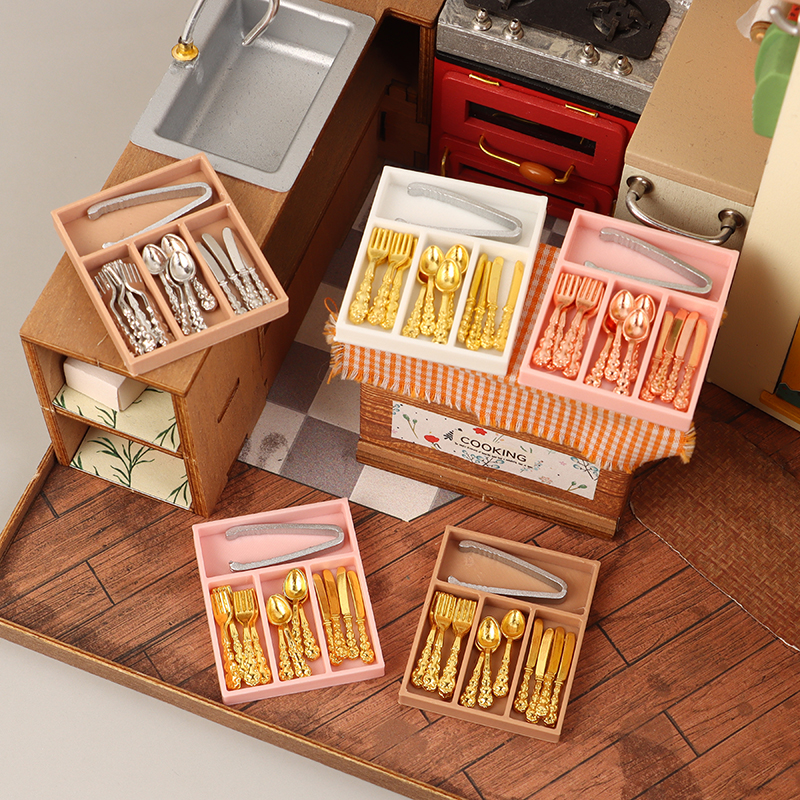 1Set 1:12 Dollhouse Mini Knife - Commercial Kitchen Utensil Organizer avaliação e preço