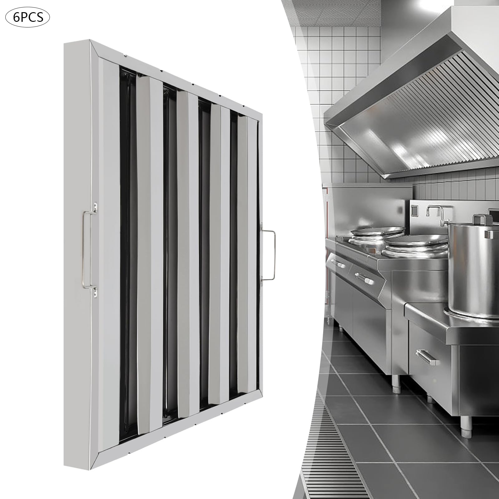 6 Pack Hood Filters, Stainless - Commercial Exhaust Hood avaliação e preço