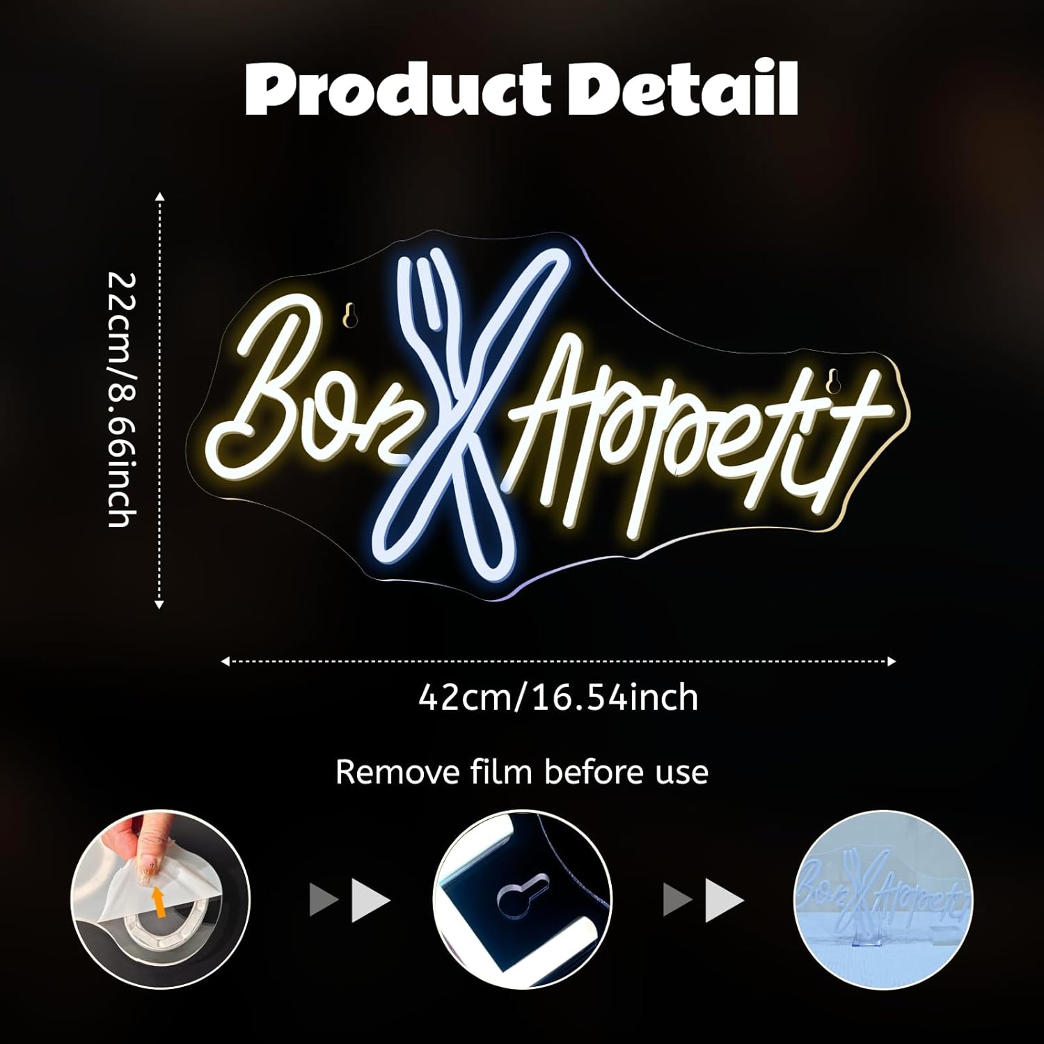 Bon Appétit Neon Sign Good App - Commercial Kitchen Walls avaliação e preço